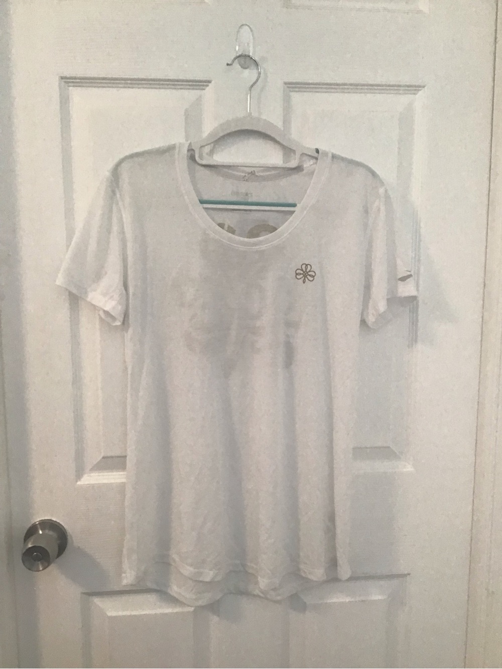 Brooks White Short Sleeve Tee with Small Floral Emblem